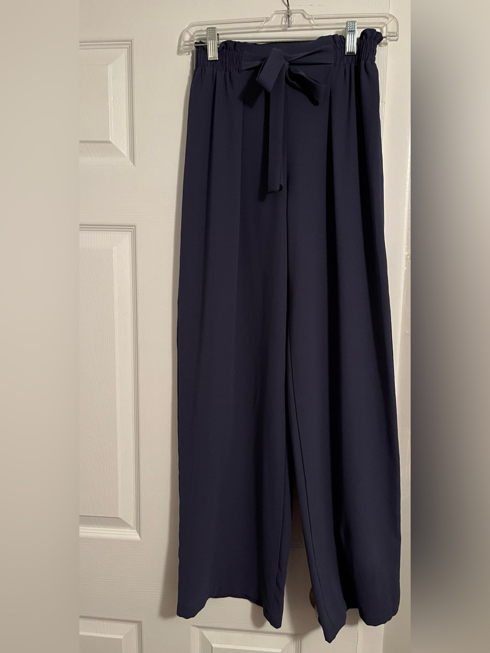 I.N. San Francisco Navy Blue Wide Leg Tie Waist Pants Size Small Paperbag waist